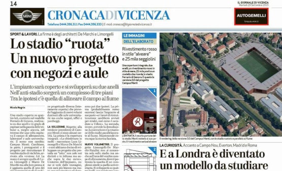 Articolo giornale Campus Stadio Menti Vicenza